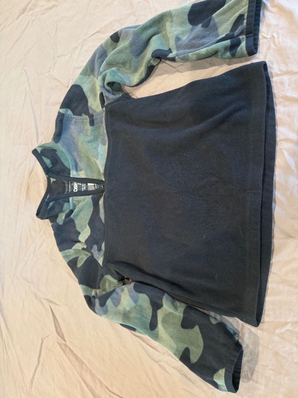 two tops: Oshkosh 1/4th zip fleece pullover, Gymboree long sleeve T Rex shirt